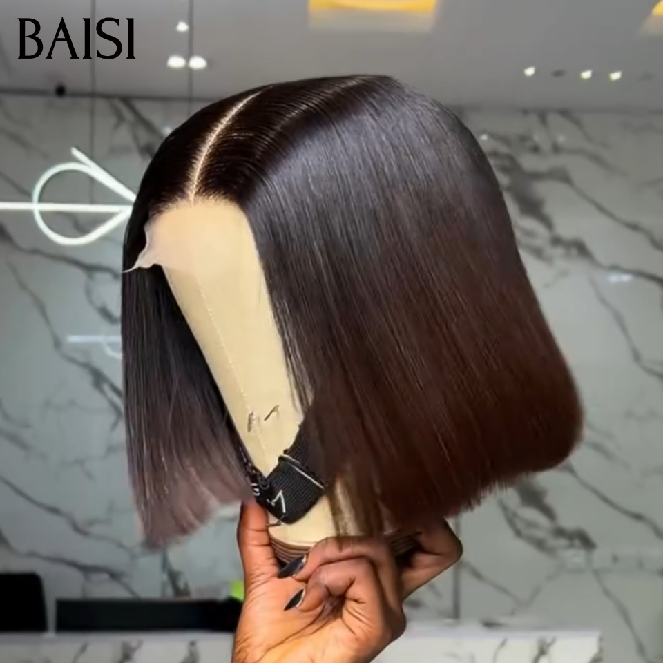 BAISI 2X6 lace Lot 4 Perruques BOB  100% Vietnam Hair 8 Pouces 299€ Ou Perruque Bob Lisse Couleur Noir et Marron 1B/4# Très Bonne Qualité