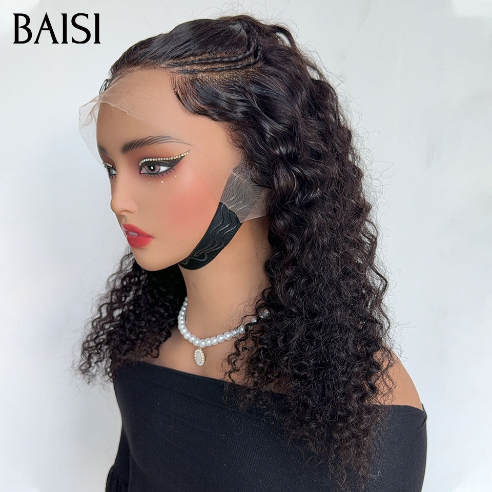 BAISI 13x4 Lace Perruque Curly Wave Déjà Coiffée Couleur Noir 16Pouces 128€ et 20Pouces 148€ Coiffure Gratuite Prête A Porter en 100% Cheveux humains