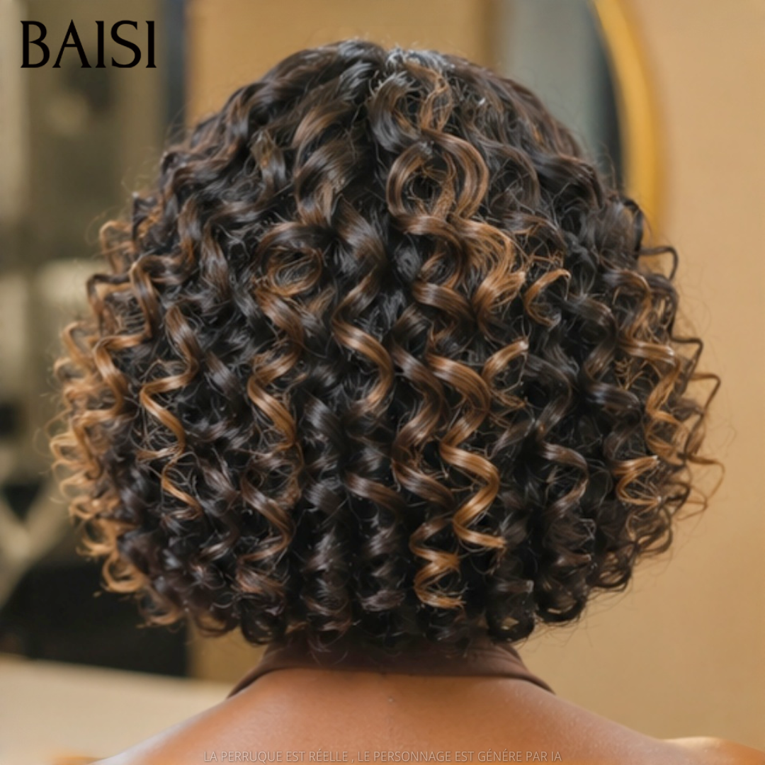 BAISI 5x5 Lace Perruque Burmese Noir et Marron 1B/30# Excellente Qualité Bien Fournie en 100% vrais cheveux humains