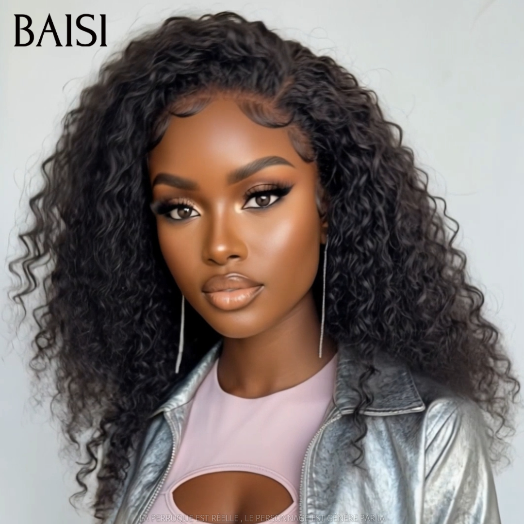 BAISI 13x4 Lace Perruque Curly Wave Couleur Noir  1B# 18Pouces 99€ Très Bonne Qualité Déjà En France en 100% Cheveux humains TVA 0€