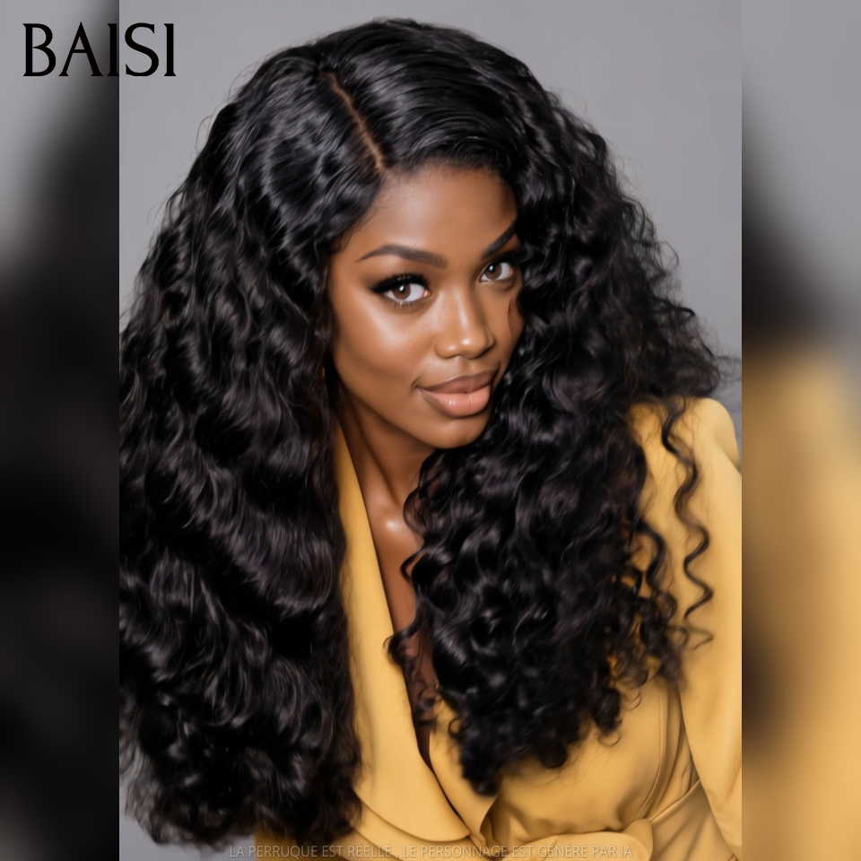 BAISI 5x5 HD Lace Perruque Bouncy Curl 22Pouces 259€ Couleur Noir 1B# Beaucoup de Volume 350% Densité Qualité Unique et Authentique en 100% Cheveux Humains