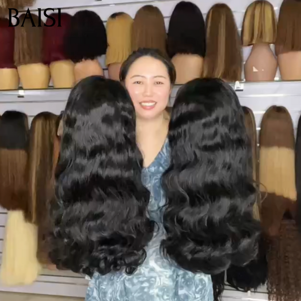 BAISI 13x4 Lace Perruque Body Wave Ondulée 18 pouce Noir en 100% Cheveux humains GRANDE PROMO Déjà en France Livraison 48H TVA 0€