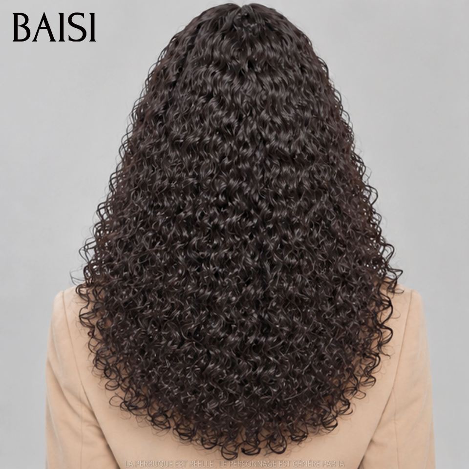 BAISI Perruque Coiffée Full Lace Bob En Nattes 138€ Ou Perruque Frontal Frisé 18Pouces 148€ Couleur Noir 1B# Pratique Au Quotidien en 100% Cheveux humains