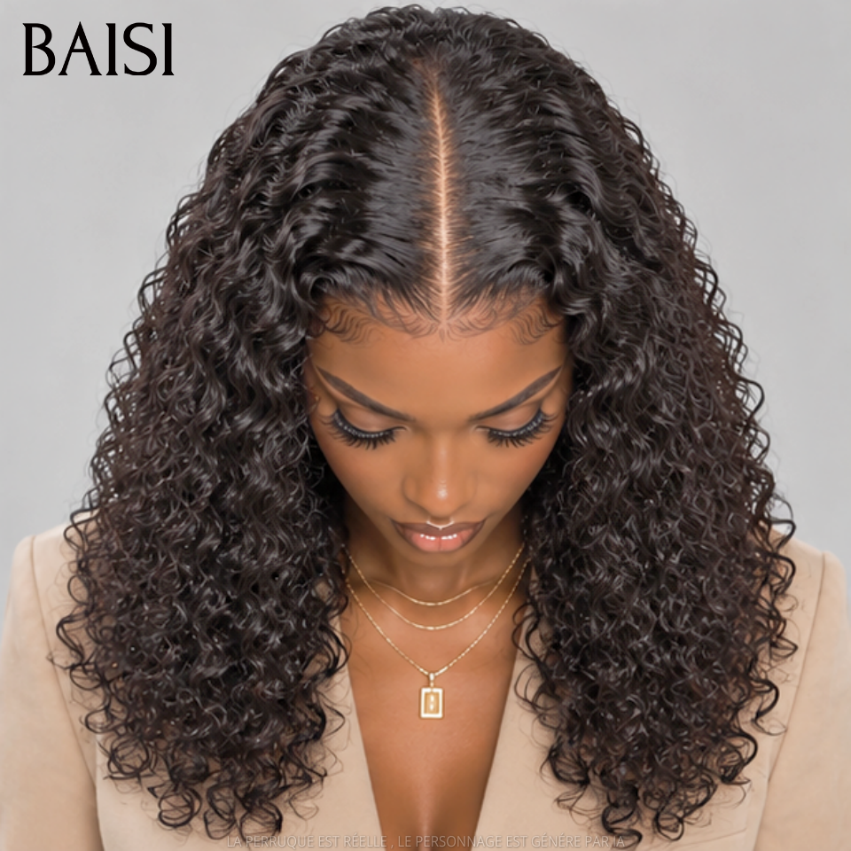 BAISI Perruque Coiffée Full Lace Bob En Nattes 138€ Ou Perruque Frontal Frisé 18Pouces 148€ Couleur Noir 1B# Pratique Au Quotidien en 100% Cheveux humains