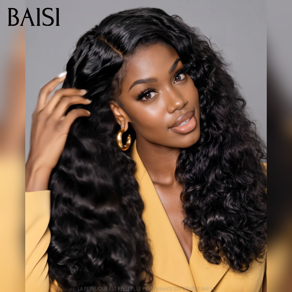 BAISI 5x5 HD Lace Perruque Bouncy Curl 22Pouces 259€ Couleur Noir 1B# Beaucoup de Volume 350% Densité Qualité Unique et Authentique en 100% Cheveux Humains