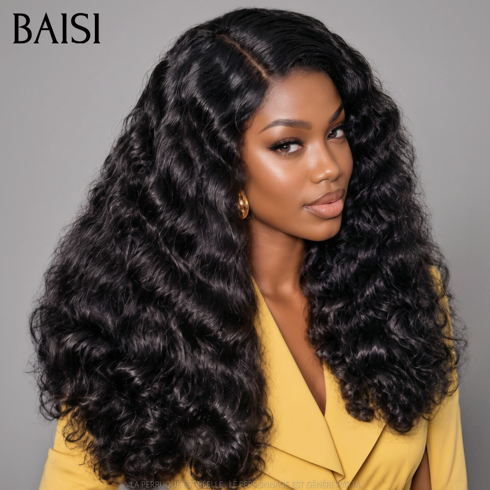 BAISI 5x5 HD Lace Perruque Bouncy Curl 22Pouces 259€ Couleur Noir 1B# Beaucoup de Volume 350% Densité Qualité Unique et Authentique en 100% Cheveux Humains