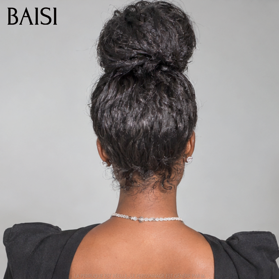 BAISI  perruque Upgrade Invisible Strap 360 Frontal curly wave  Lace frontale 360 invisible et réglable   Pré-plucked Pas Besoin de Colle 250% densité en 100% Raw Hair Lace déjà couper