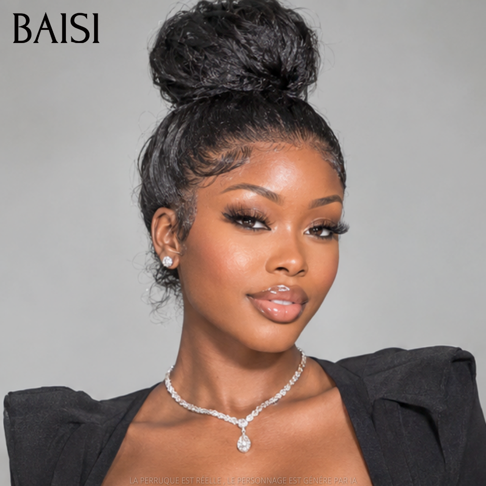 BAISI  perruque Upgrade Invisible Strap 360 Frontal curly wave  Lace frontale 360 invisible et réglable   Pré-plucked Pas Besoin de Colle 250% densité en 100% Raw Hair Lace déjà couper
