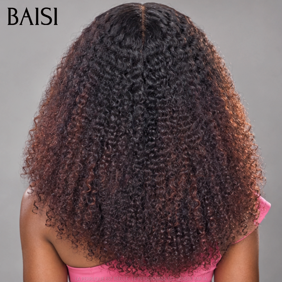 BAISI 13x4 Lace Perruque Curly Wave Couleur Marron et Noir 1B/4# A partir de 99€ Seulement Meilleur Rapport Qualité Prix  en 100% Cheveux humains MP50