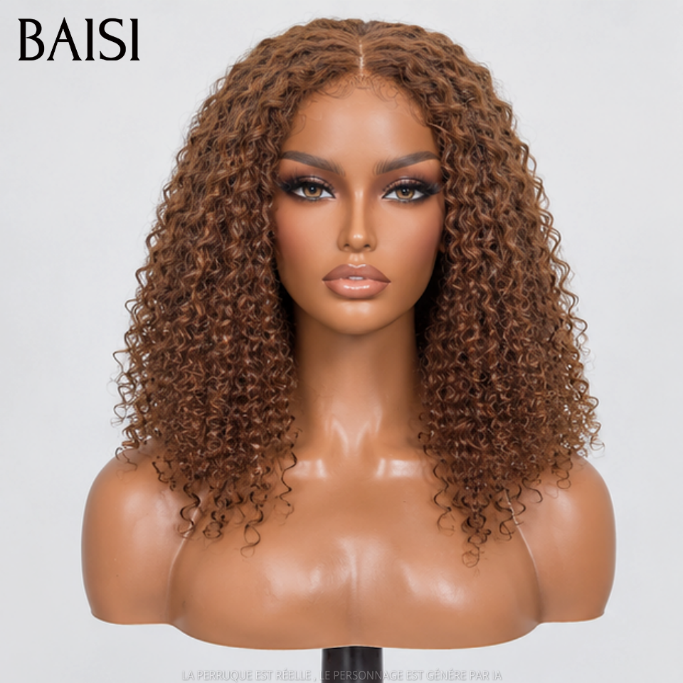 BAISI 5x5 HD Lace Closure  Perruque Curly Vietnam Hair 14Pouces ou 18Pouces Couleur Noir #1B ou Couleur Marron 4#  250% Densité Super Qualité  Ultra Naturel en 100% Cheveux humains