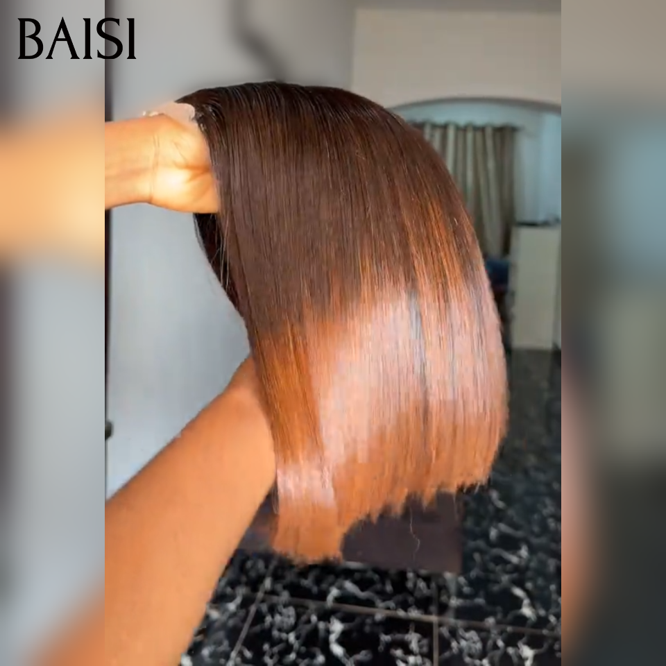 BAISI 2x6 lace ou 4x4 Lace Perruque Bob Lisse 10 Pouces En couleur noir et marron 1BT4# PROMO 85€ en France 100% Cheveux Humains
