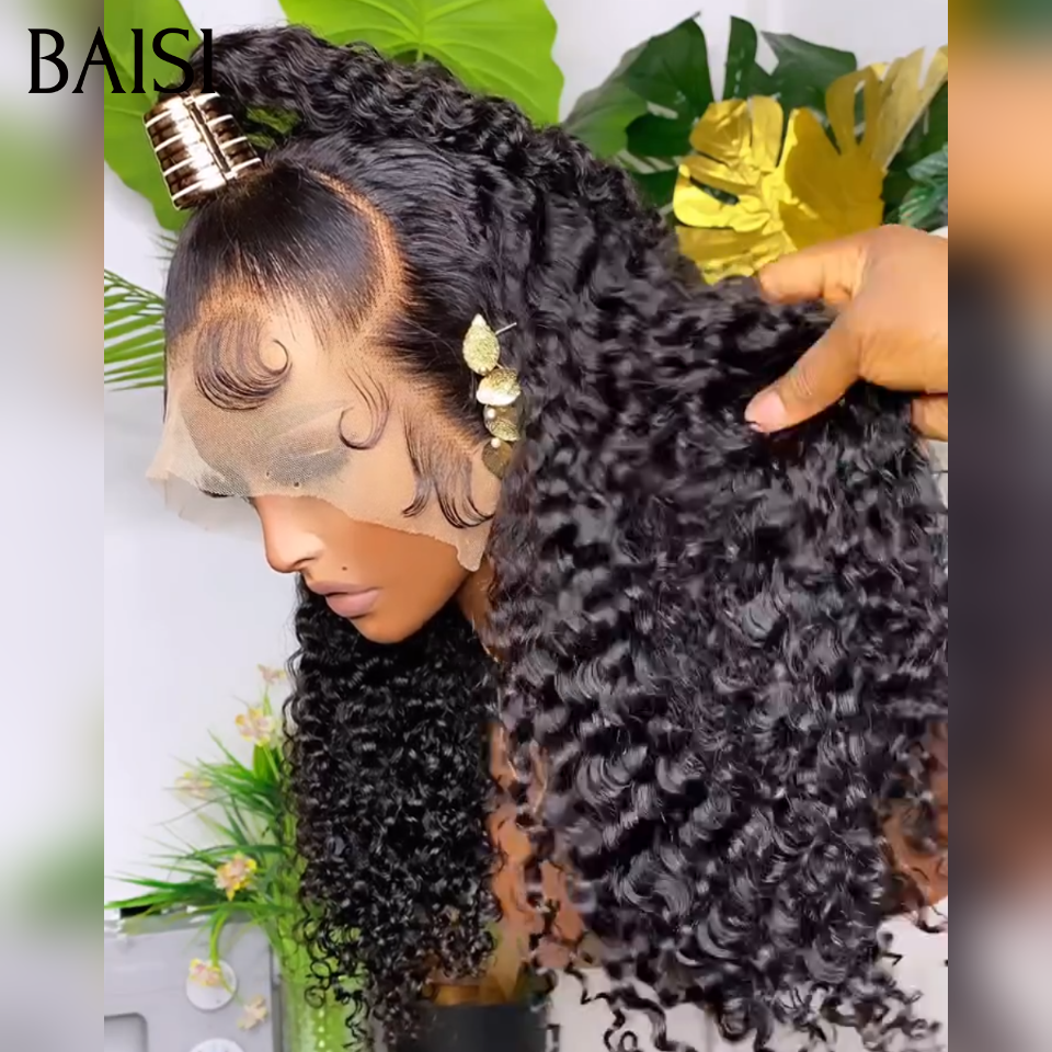 BAISI 13x4 lace Perruque Coiffée Longue Curly Noir 1B# De Luxe Coiffure Classe  en  100% Vietnam Hair ou 100% Raw Hair Top Qualité