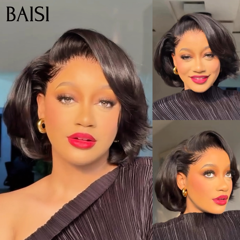 BAISI 13X4 Perruque Bob Lisse 10 pouces Noir 86€ Ou Kinky Straight 12 pouces Noir 140€ en 100% Raw Hair 4C Hairline 300% densité plus de 20 ans d' utilisations