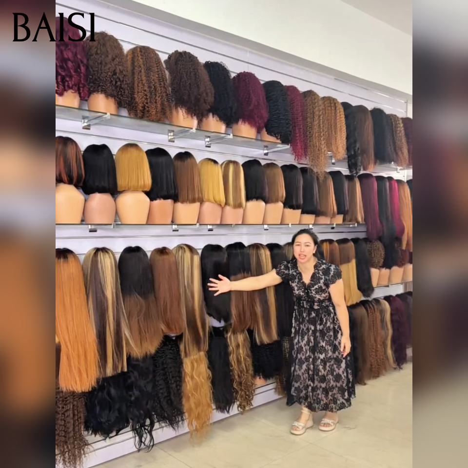 BAISI 13x4 Lace Collection Perruque Longue Lisse Couleurs Noir 1B#, Rouge 99J#,  et Mixte 4/27# en Magasin Très Bonne Qualité 100% Cheveux Humains