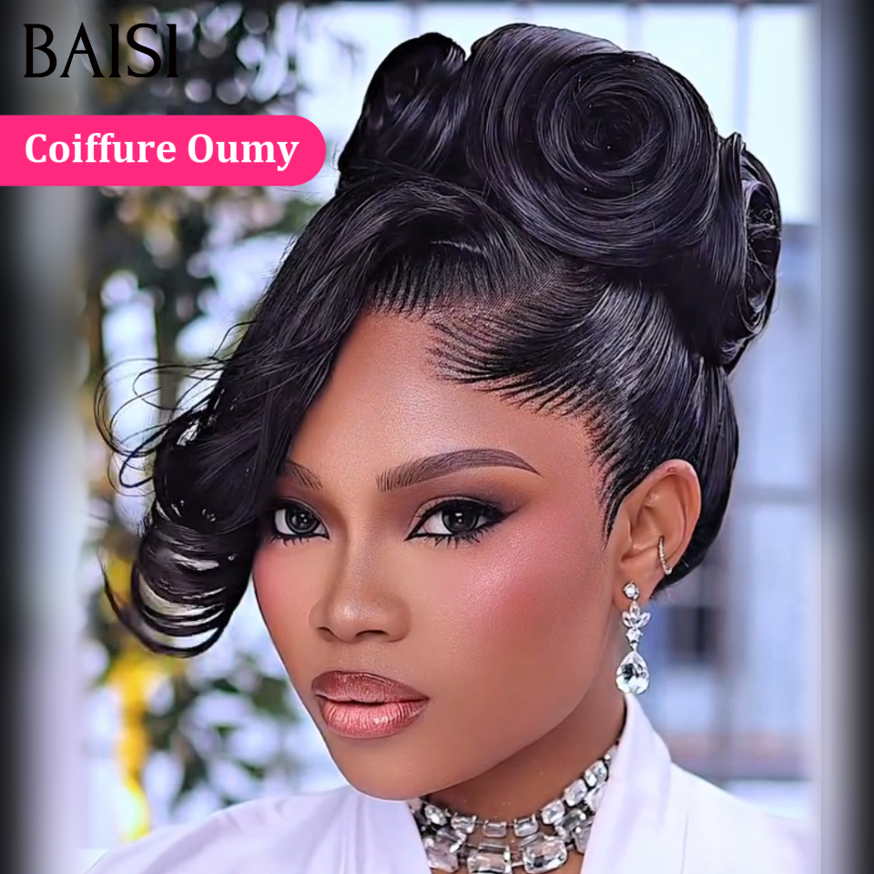 BAISI Perruque En Chignon Oumy NOIR Coiffure pour Evènement Spécial 100% Identique En 100% cheveux humains