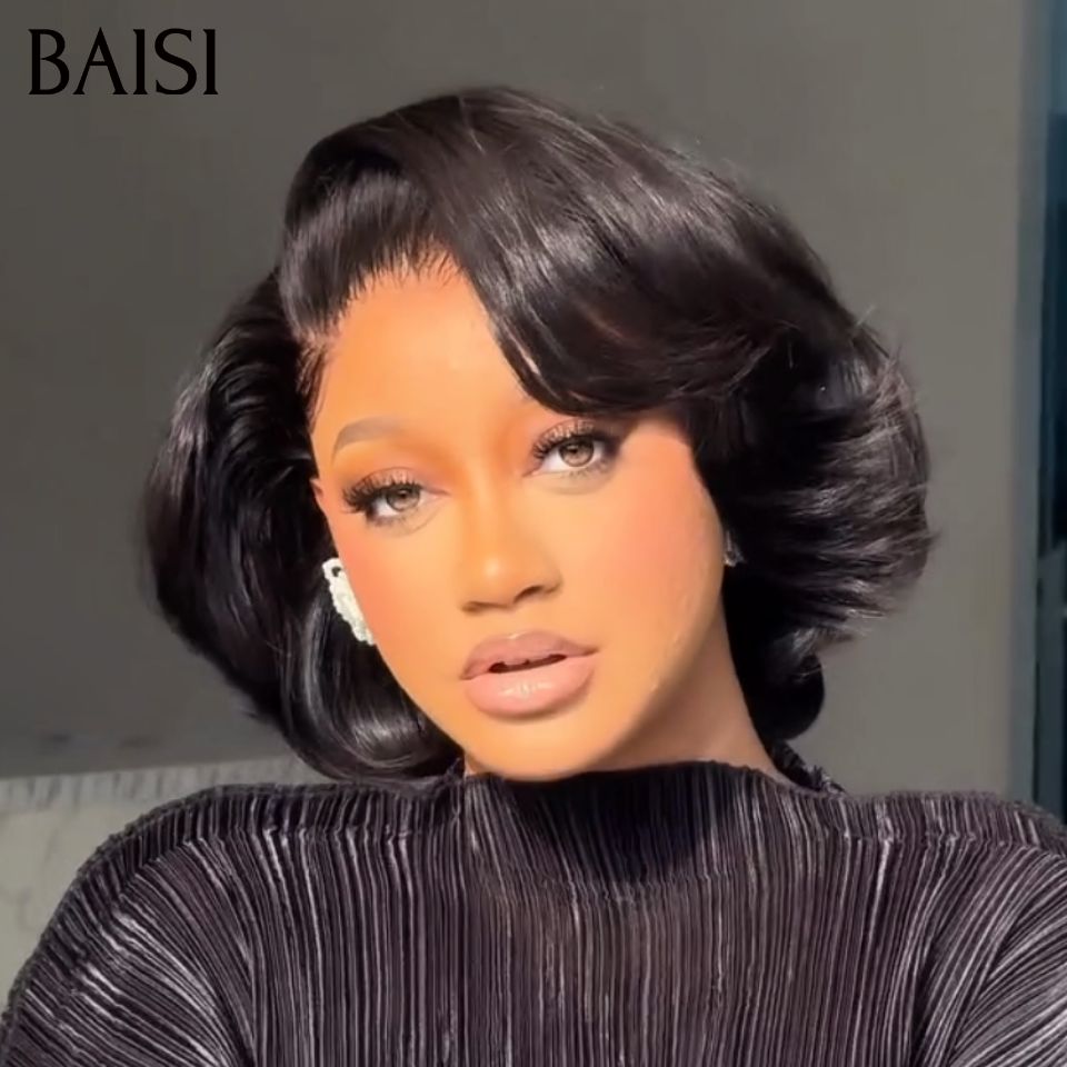 BAISI 13X4 Perruque Bob Lisse 10 pouces Noir 86€ Ou Kinky Straight 12 pouces Noir 140€ en 100% Raw Hair 4C Hairline 300% densité plus de 20 ans d' utilisations