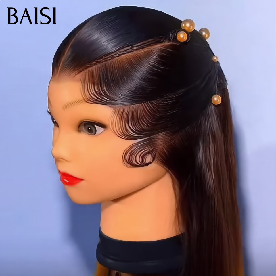 BAISI 13x4 Lace Perruque Coiffée Lisse Couleurs Noir Et Marron 3 Tons 1B/4/30# Prête A Porter Look Parfait en 100% Cheveux humains