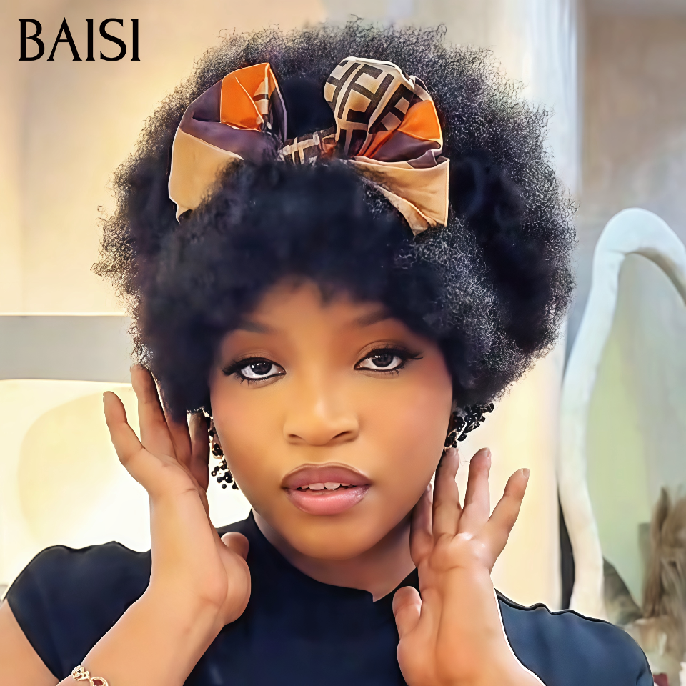 BAISI Perruque Pixie Afro curly Promotion 48€ Une Coupe Plusieurs Styles Déja en France Sans Colle Sans Lace Fabriqué à la Machine  en 100% Cheveux Humains Reçu 48H TVA 0€