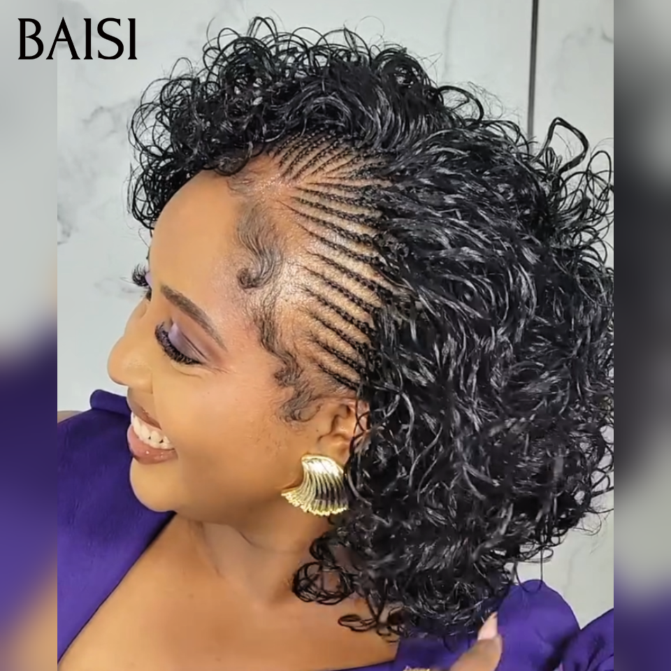 BAISI Full Lace Perruque Contre Chaleur avec Natte Coiffure Deja Faite  169€ Seulement 100% Identique A la Photo en 100%  en cheveux humains