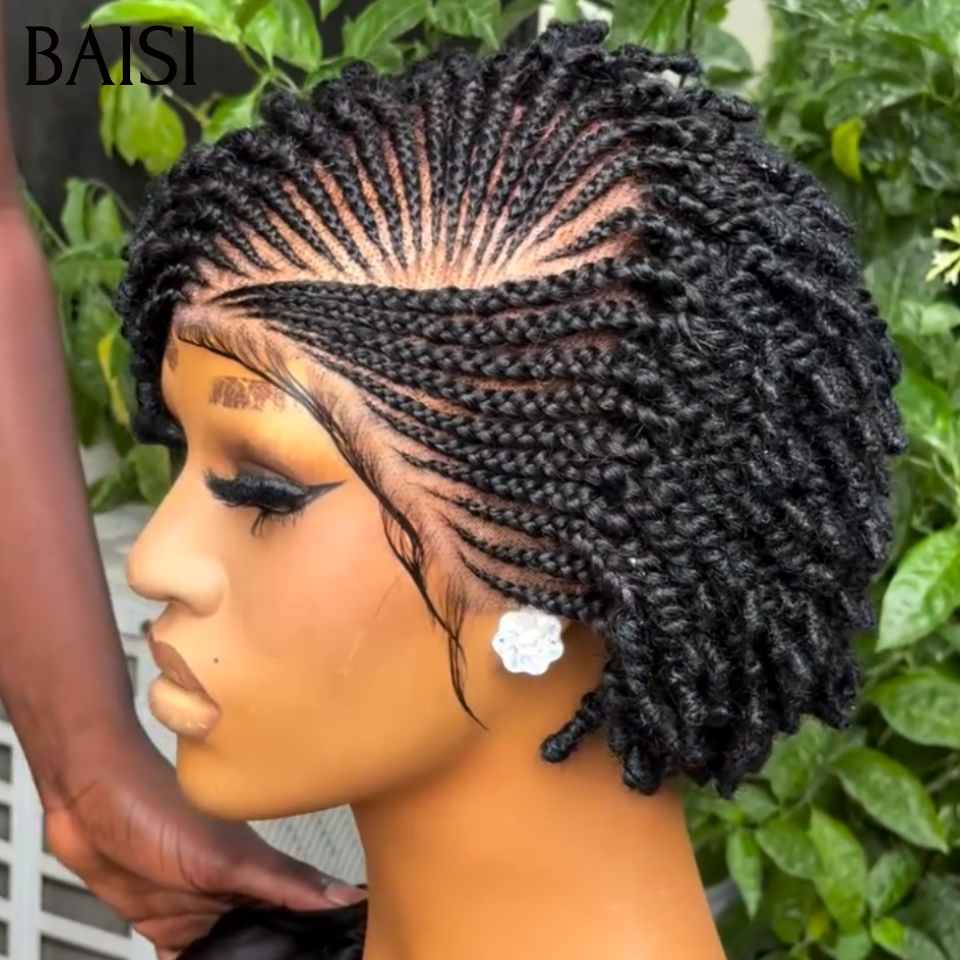 BAISI 13x4 lace Perruque Bob Coiffée Avec Nattes Dessins Paon Très Attrayantes 115€ Seulement en 100% Cheveux Humains