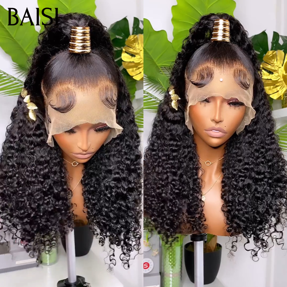 BAISI 13x4 lace Perruque Coiffée Longue Curly Noir 1B# De Luxe Coiffure Classe  en  100% Vietnam Hair ou 100% Raw Hair Top Qualité
