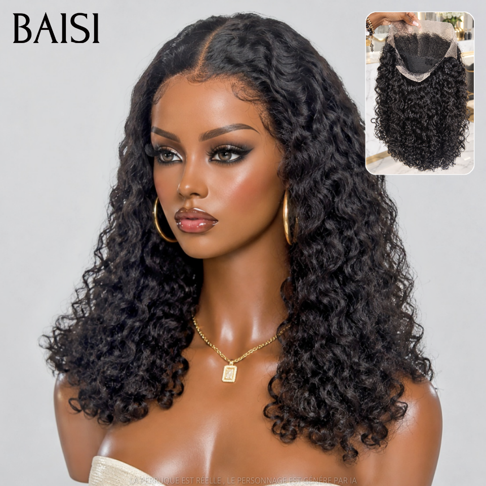 BAISI 13x4 Lace Perruque Curly Roma 18Pouces 145€ Couleur Noir 1B# 100% Satisfait ou Remboursé en 100% Vietnam Hair Qualité Au Top