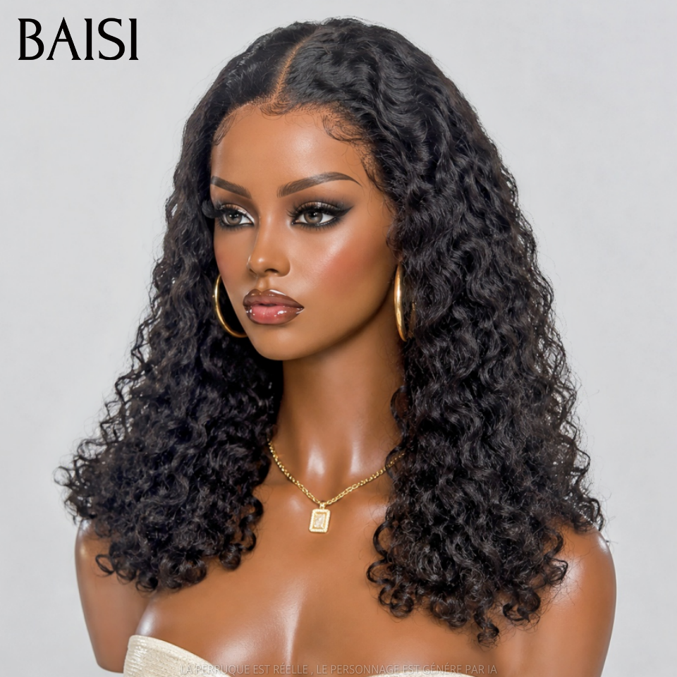 BAISI 13x4 Lace Perruque Curly Roma 18Pouces 145€ Couleur Noir 1B# 100% Satisfait ou Remboursé en 100% Vietnam Hair Qualité Au Top