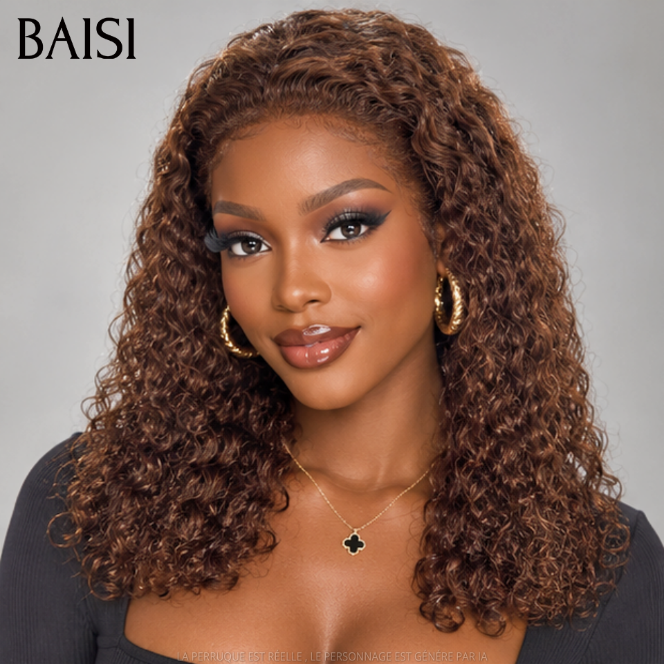 BAISI 13x4 Lace Perruque Curly Roma 18Pouces 149€ Couleur Marron 4# Couleur Hyper Tendance en 100% Vietnam Hair de Luxe