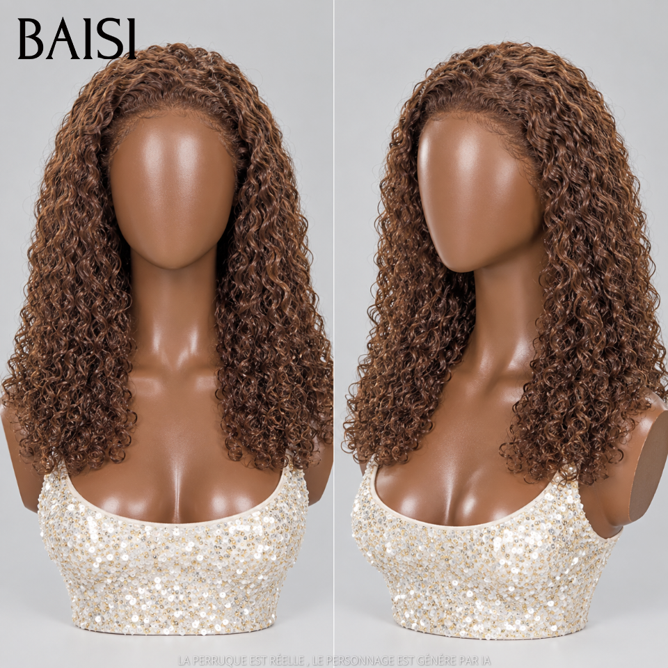 BAISI 13x4 Lace Perruque Curly Roma 18Pouces 149€ Couleur Marron 4# Couleur Hyper Tendance en 100% Vietnam Hair de Luxe