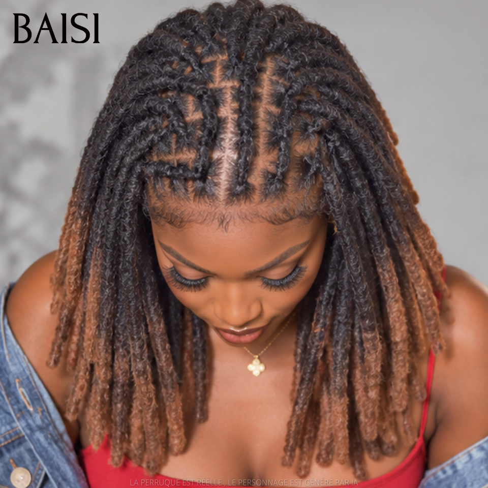 BAISI Full Lace Perruque DreadLocks Coiffée 189€ Couleur Noir et Marron #1BT4 A la Mode et Très Confortable en 100% Cheveux humains