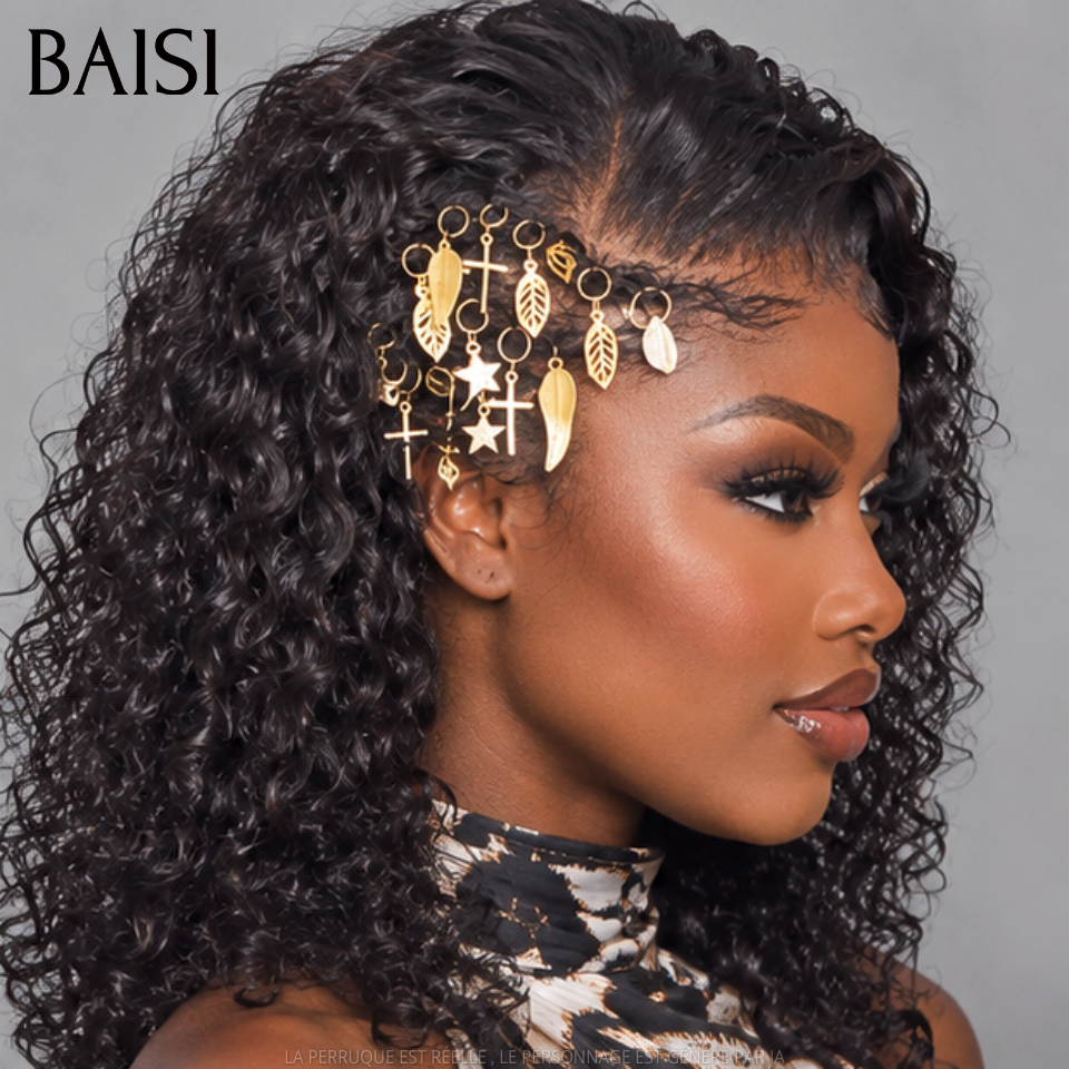 BAISI lace frontale perruque 14 Pouces curl wave avec coiffure tressée natte 89€ 100% cheveux humains