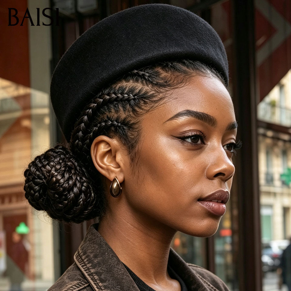 BAISI 13X4 frontal em renda cacheado PRETO 50€ ou Sem cola 48€ em Vermelho Bordeaux ou 13X4 perucas Pixie #905 cacheado afro em 100% Cabelo Humano