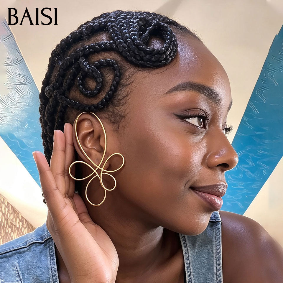 BAISI Full Lace Perruque Coiffée Tresses Africaines Nattes En Fleures 189€ Élégante et Respirante en 100% Cheveux humains