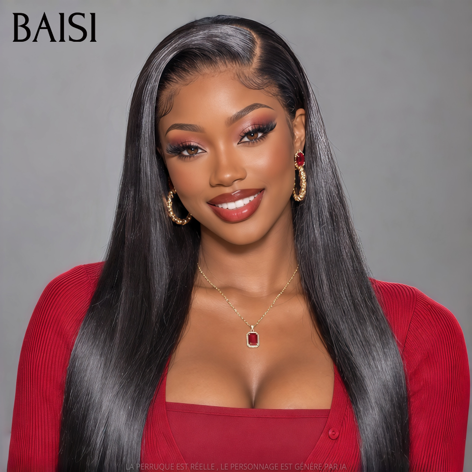 BAISI HD Lace Frontal Perruque Lisse en Cheveux Humains Avec Les Baby Hair Trop Naturelle