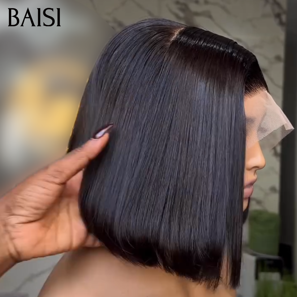 BAISI 4x4 Lace Perruque Bob Lisse 10Pouces 65€ Ou vente flash 7 Perruques 499€ en France Lisse et egg wave et body wave 100%  human hair
