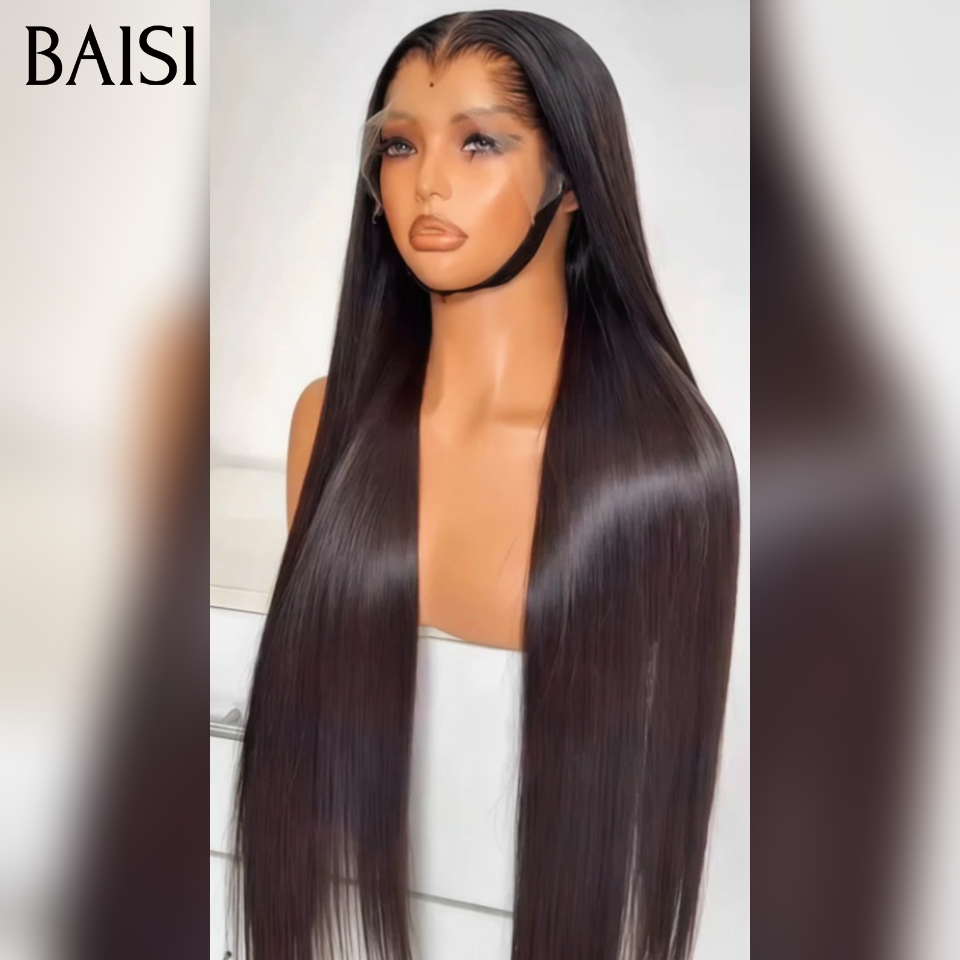 BAISI  2 Perruques pour revendre 200€ 13X4 Body wave et Lisse 22 et 24 pouces couleur NOIR 200% densité en 100% vrais cheveux humains