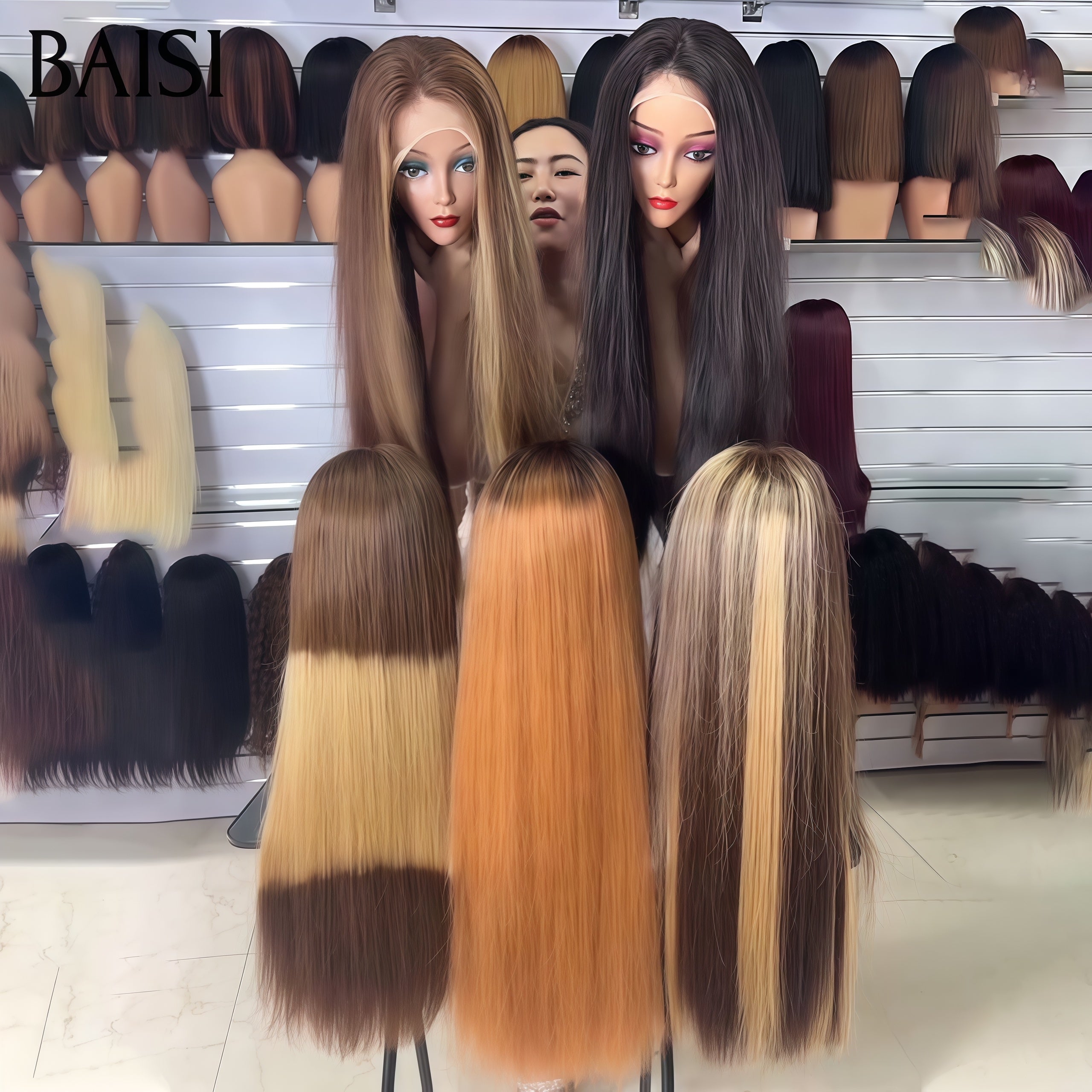 BAISI 13x4 Lace Perruque Longue 30pouces Lisse Différentes Couleurs Très a la Mode disponible en 100% Vietnam Hair ou 100% Raw Hair Meilleur rapport Qualité Prix en 100% Cheveux Humains