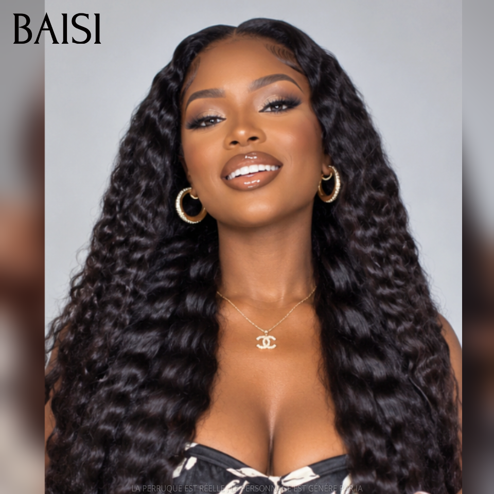 BAISI 2 Perruques 20 pouces 189€ lace frontal deep wave noir et body wave marron en 100% cheveux humains