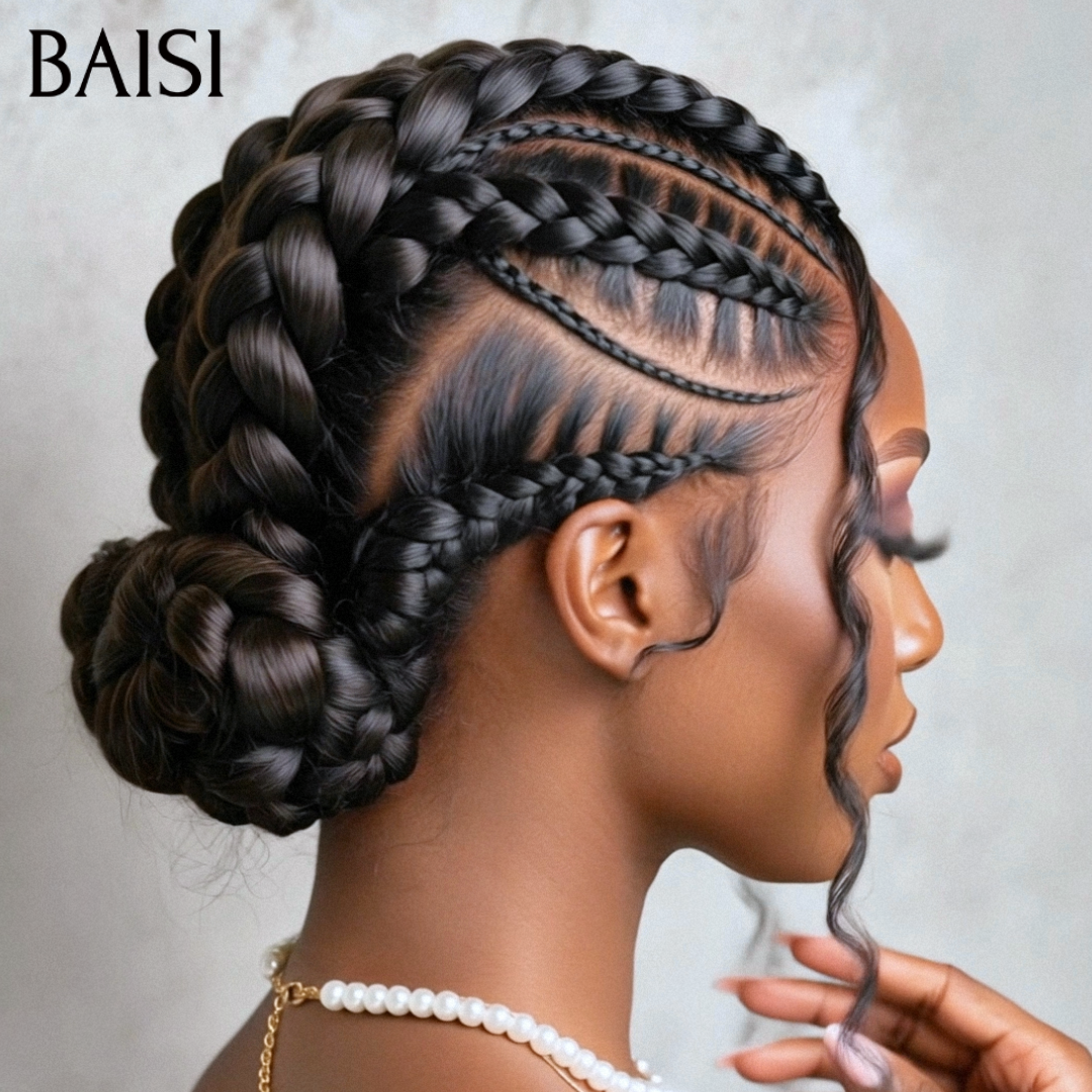 BAISI 13x4 Lace Perruque Pixie Wave Noir 68€ Prête A Porter Meilleure Perruque de Vacances Pas Chèr en 100% Cheveux humains