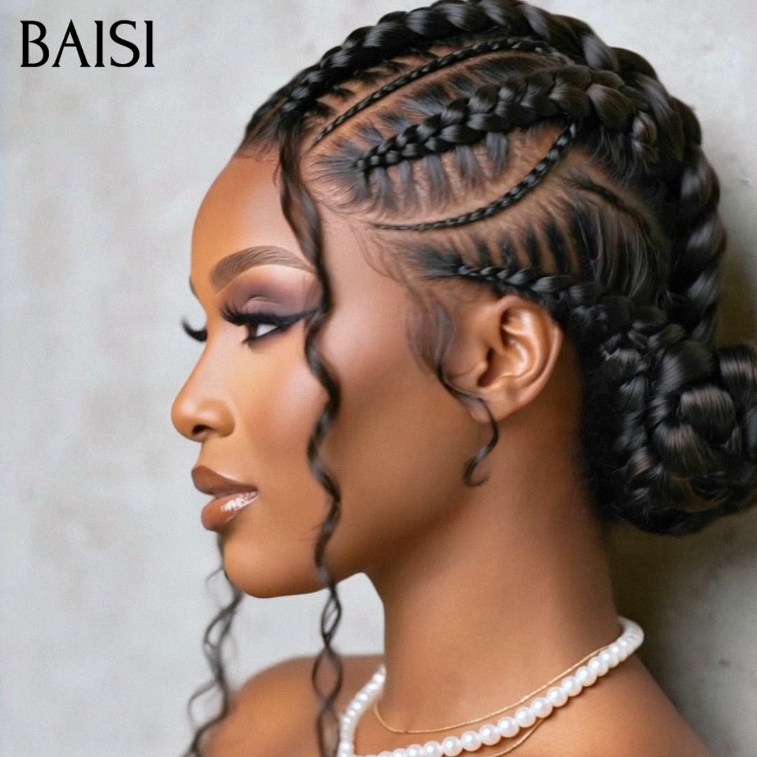 BAISI 13x4 Lace Perruque Pixie Wave Noir 68€ Prête A Porter Meilleure Perruque de Vacances Pas Chèr en 100% Cheveux humains