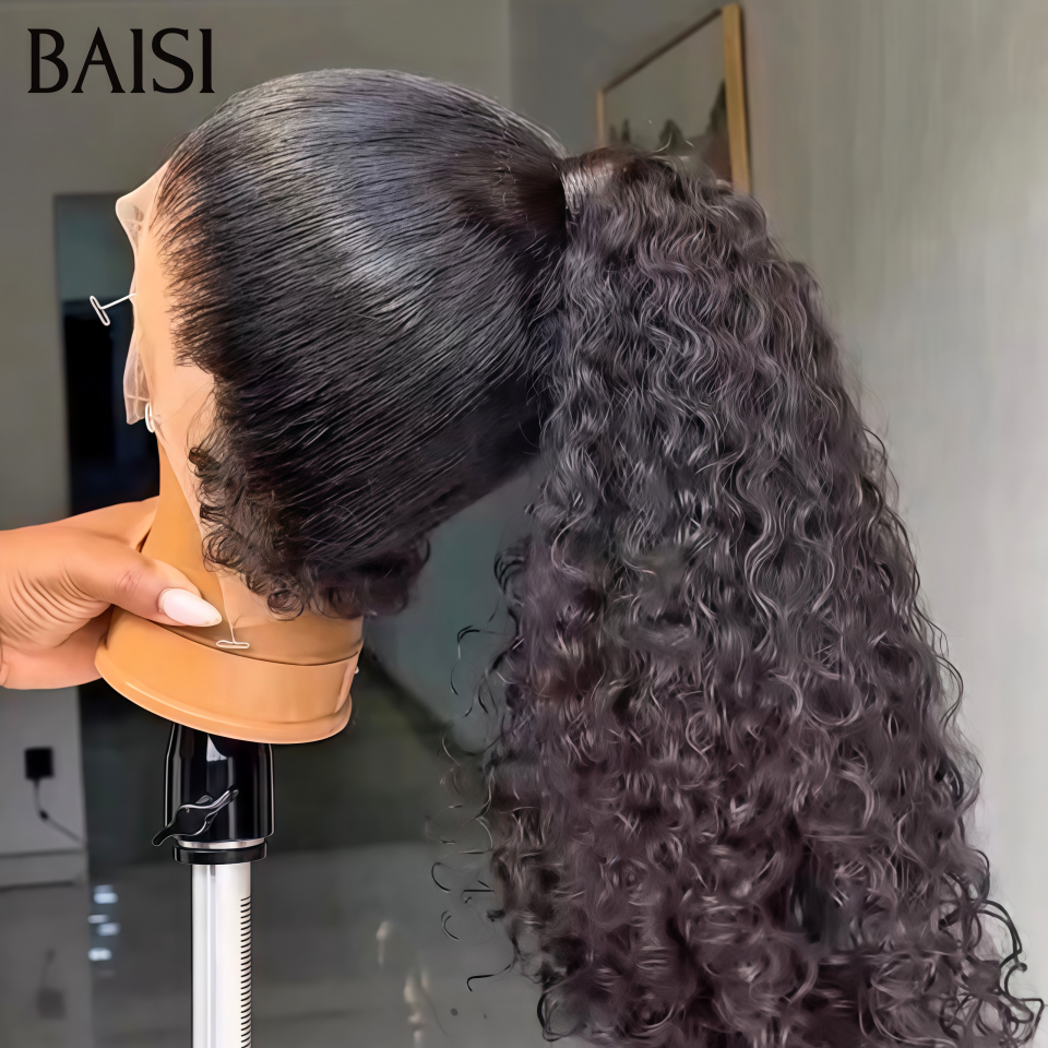 BAISI 13x4 lace ou 360 Lace Perruque Coiffée Curly Wave Coiffure 100% Identique Déjà Prête à Porter Pour la Vie Quotidienne en 100% Cheveux humains