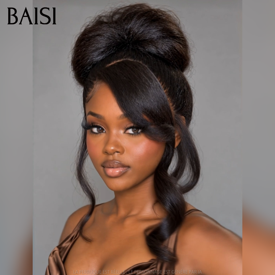 BAISI 13x4 Lace Perruque Crépus Kinky Straight Déjà Coiffée Comme la photo Couleur Noir 1B# 20Pouces 148€ Beauté Incomparable  en 100% Cheveux humains