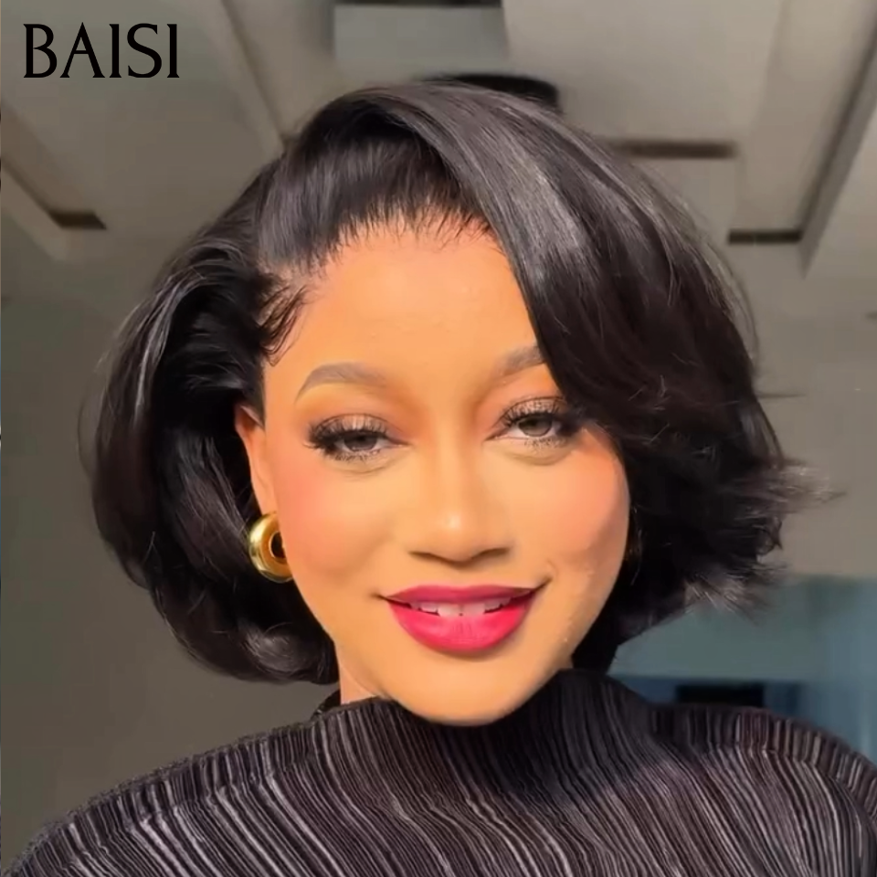 BAISI 13X4 Perruque Bob Lisse 10 pouces Noir 86€ Ou Kinky Straight 12 pouces Noir 140€ en 100% Raw Hair 4C Hairline 300% densité plus de 20 ans d' utilisations