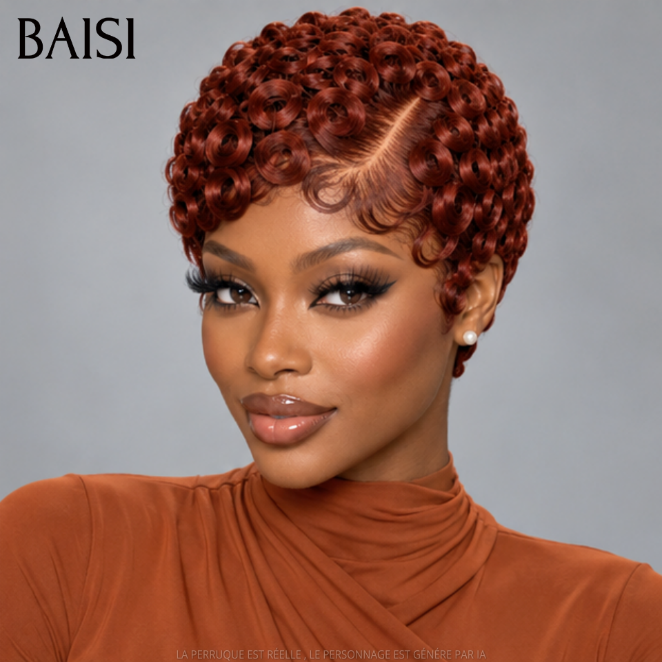 BAISI 13x4 lace Perruque Pixie Courte Curly Différentes Couleurs au Choix Excellente Qualité en 100% Cheveux humains