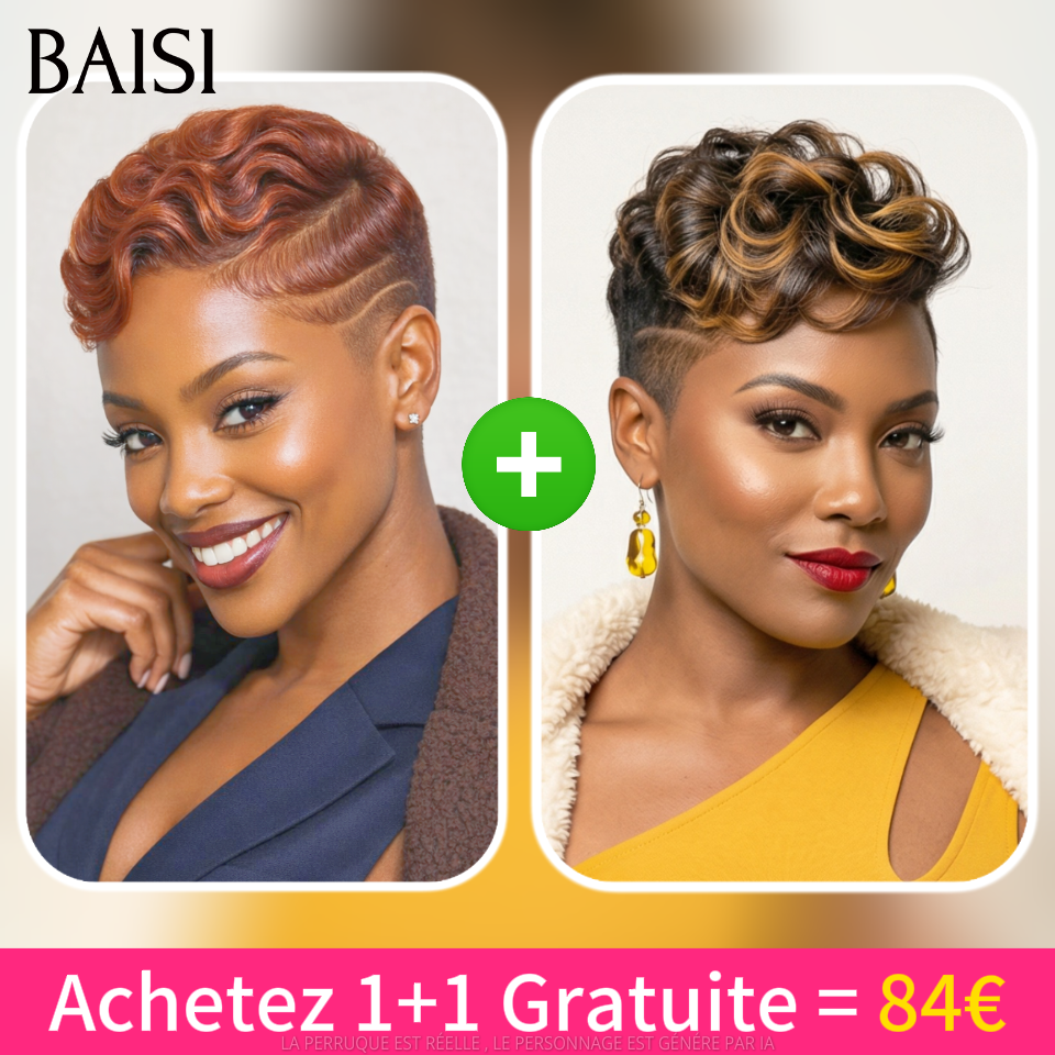 BAISI 100% Le Même Achetez 1+ 1 Gratuite = 84€ pixie orange et miel en 100% vrais cheveux humains