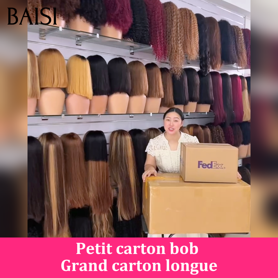 BAISI 2x6 Lace ou 4x4 Closure Perruque Bob Marron et noir 1BT/4#  10Pouces En Promotion Prix d'usine fournisseur en 100% Cheveux Humains