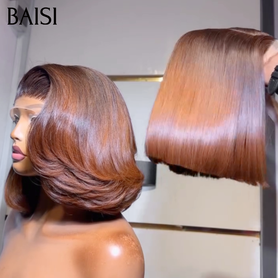 BAISI 4x4 Lace closure Perruque Lisse DE luxe Bob 100% Vietnam Hair SDD BONE STRAIGHT  Ou Raw Hair Couleurs Marron En 100% Vrais Cheveux Humains