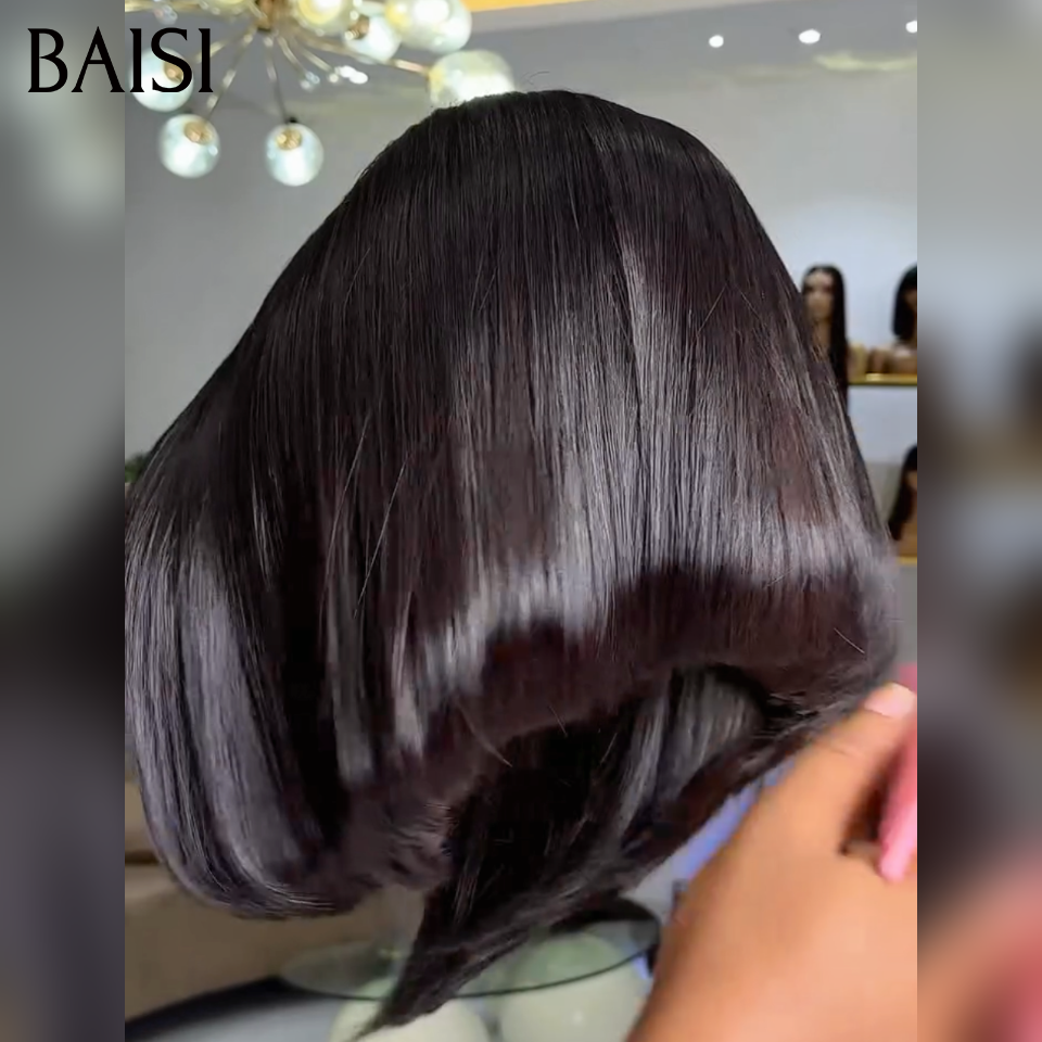 BAISI 5x5 HD Lace Perruque Bob Lisse 8Pouces 139€ et 10Pouces 169€ Couleur Noir 1B# 100% Vietnam Hair SDD Bone Straight Ultra Luxe en 100% Cheveux humains