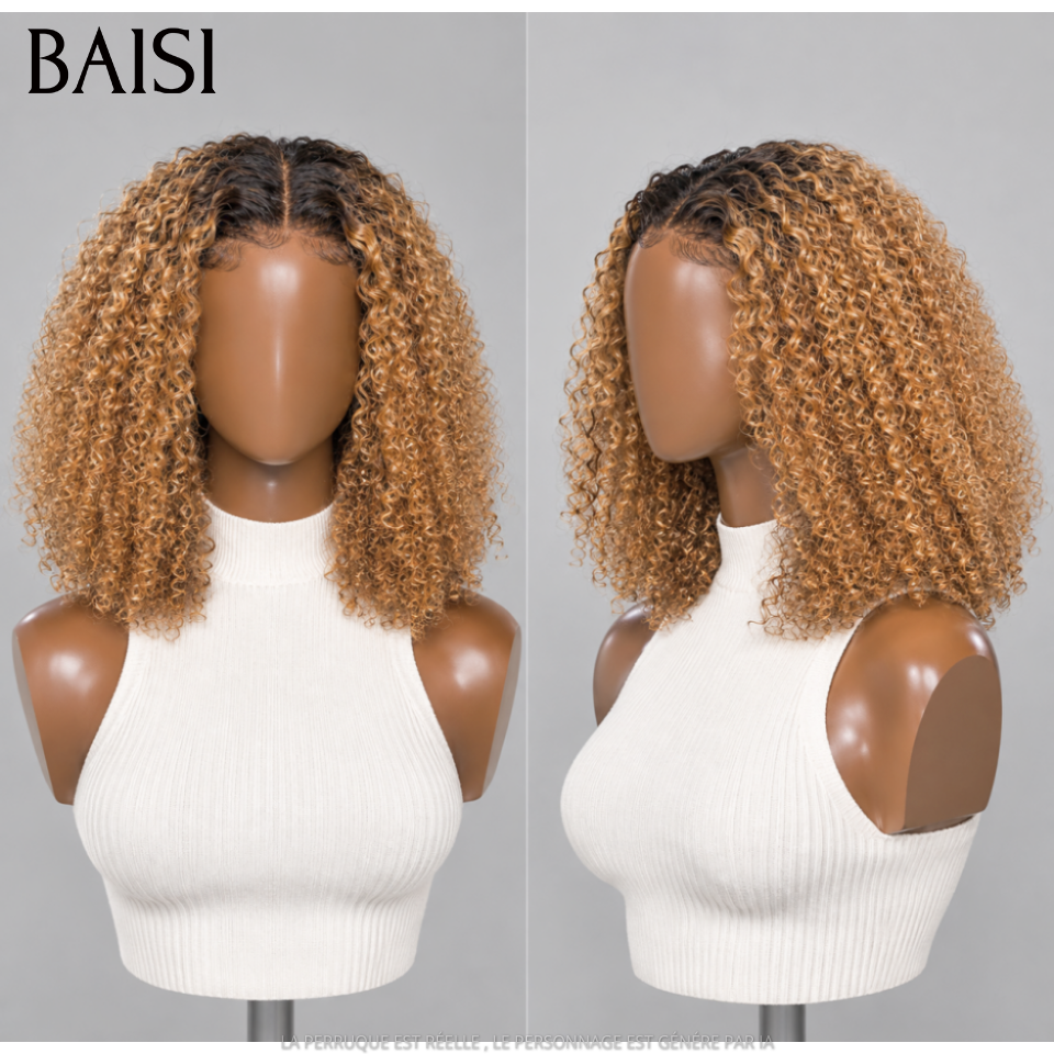 BAISI 13x4 Lace Wig, Kinky Straight Afro-Textured, Pre-Styled Like the Photo, Color Black 1B# 20Pouces 148€ Unmatched Beauty in 100% Human Hair