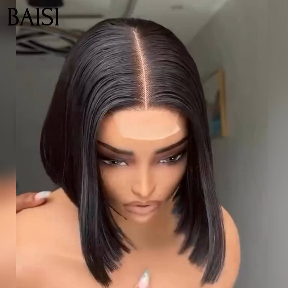 BAISI Lot de 2 Perruques bob Lisse Noir 10 pouces 139€ Seulement Avec et Sans Frange 100% Vietnam Hair de Qualtié  en 100% vrais cheveux humains